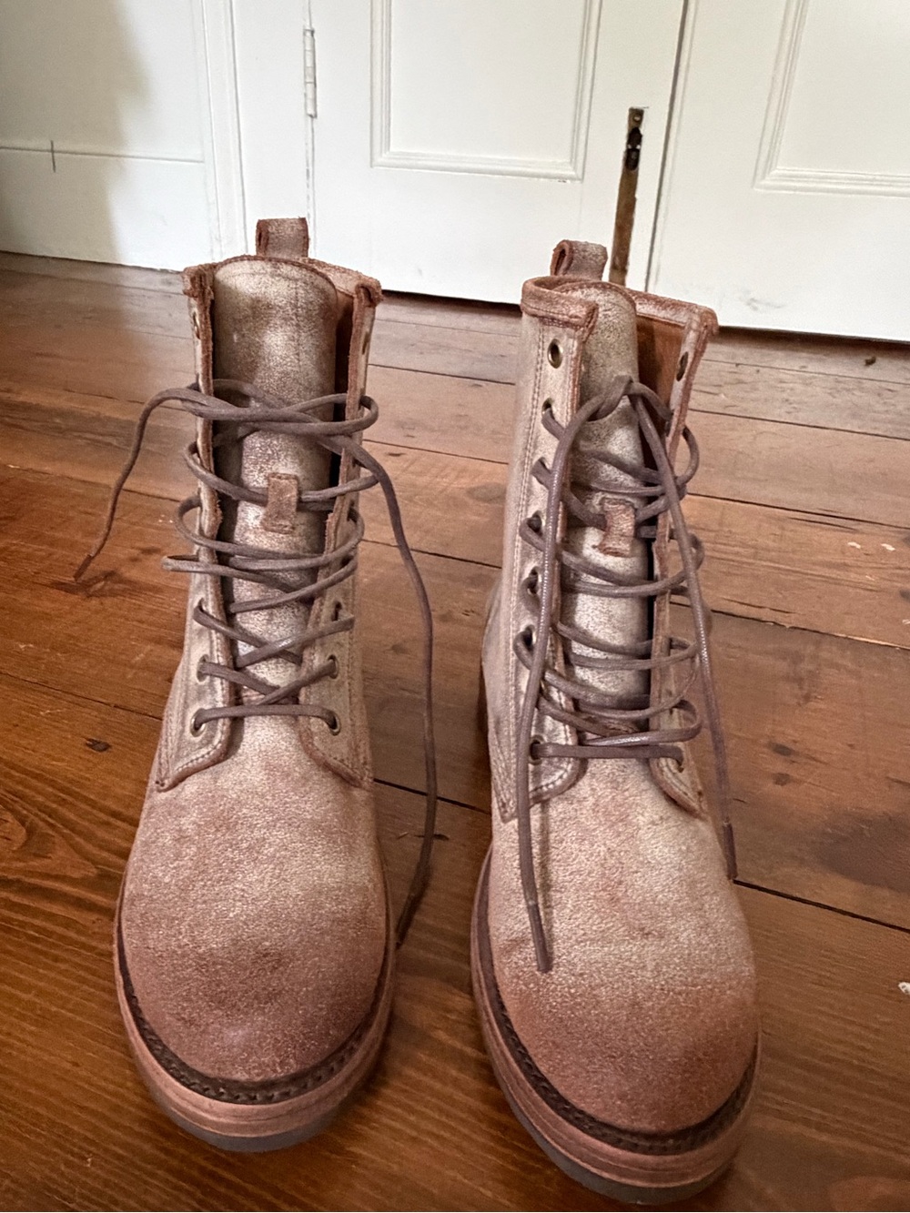 Frye Distressed Brown Lace-Up Ankle Boots